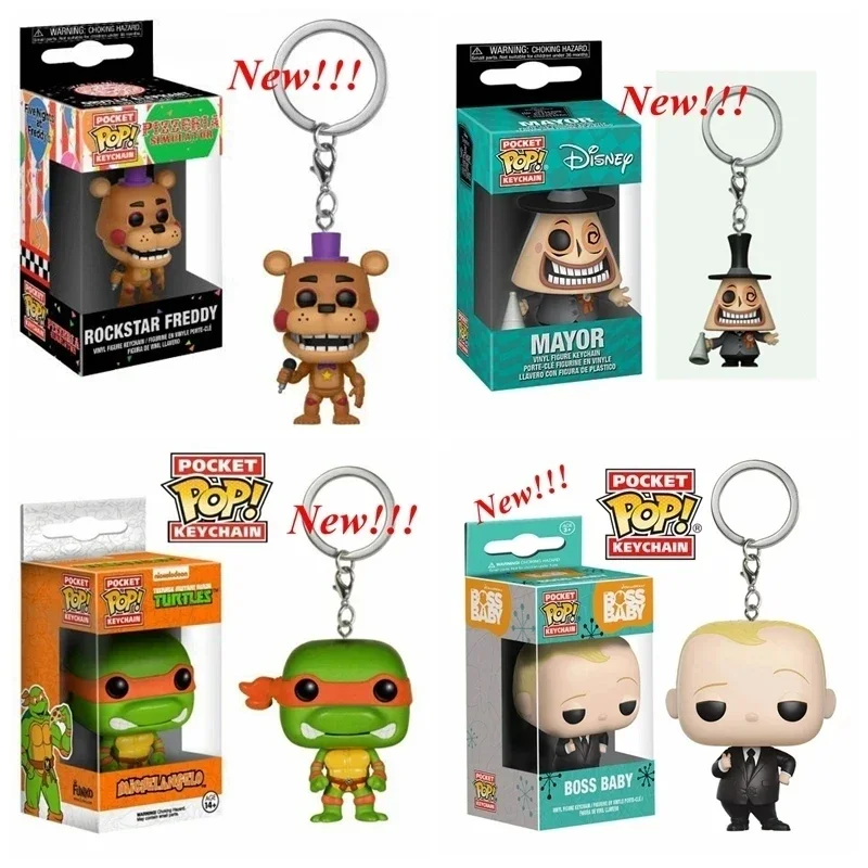 2024 Nuovo Arrivo Portachiavi Funko Rockstar Freddy Mayor Boss Baby Turtles Giocattoli Action Figure Di Cruscotto
