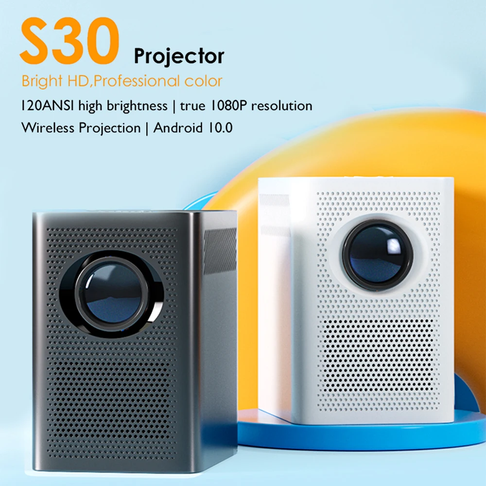 TOP S30MAX Projector Mini Smart Portable Projector with WiFi and Bluetooth Pocket Outdoor Projectors 4K HD 9500L Android 10