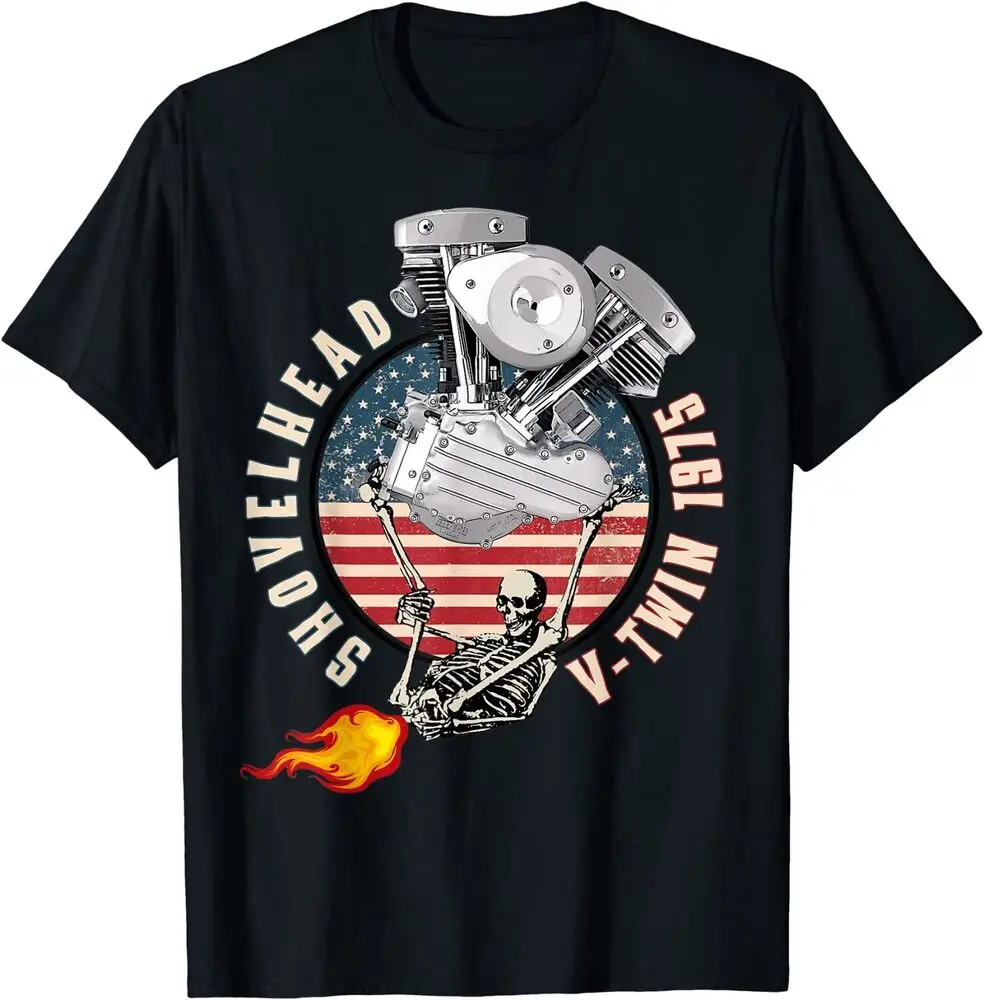 New Limited 1975 Hd Shovelhead Vtwin Flame Farting Moto Americana T-Shirt