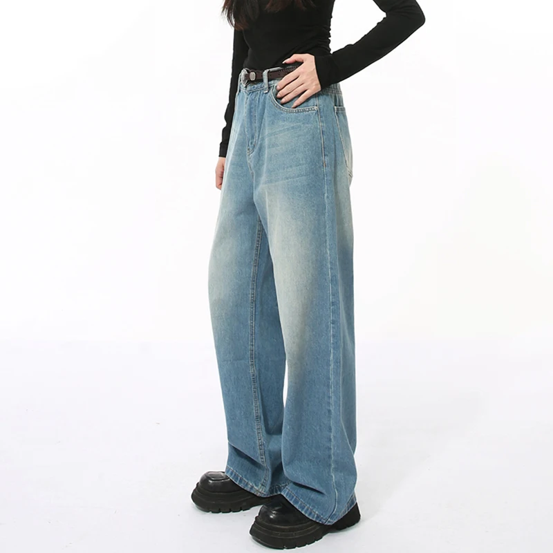 IEFB High Street Men's Denim Pants Washed Worn-out Casual Bottom Straight Loose Wide Leg Male Jeans New Trendy Streetwear 9A0675 4