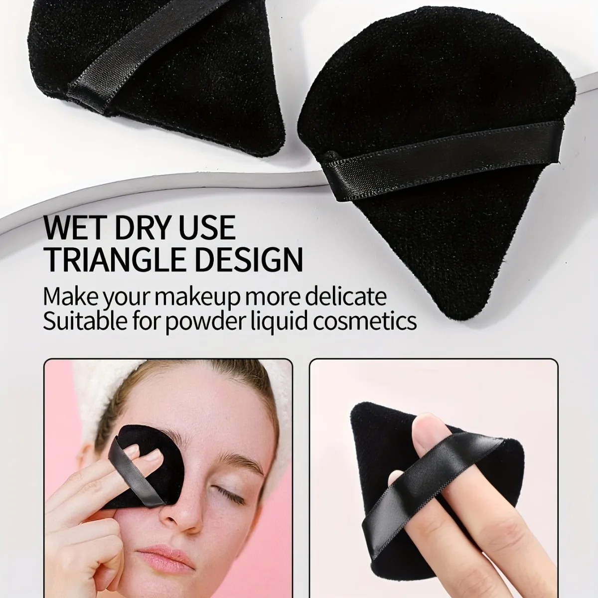 16-56Pcs Triangle Powder Puff Bulk Pack - Velour Hydrophilic /Loose Powder | Disposable Travel Kit for All Skin Tones