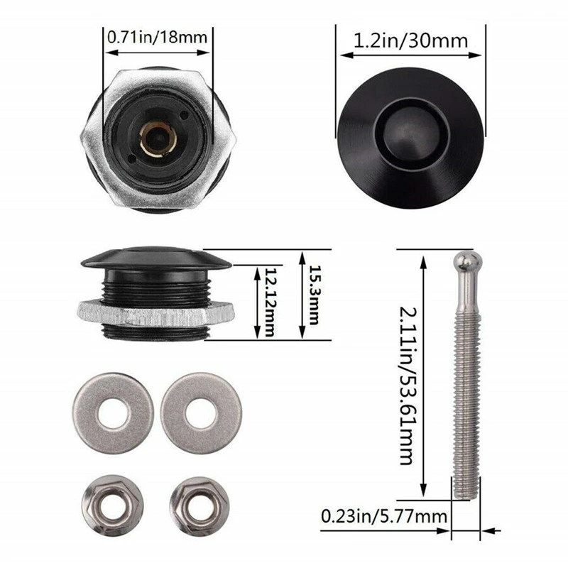 Hood Pins Lock 2Pcs Push Button Quick Release Hood Pins Bonnet Lock Clip Latch Bumper Universal
