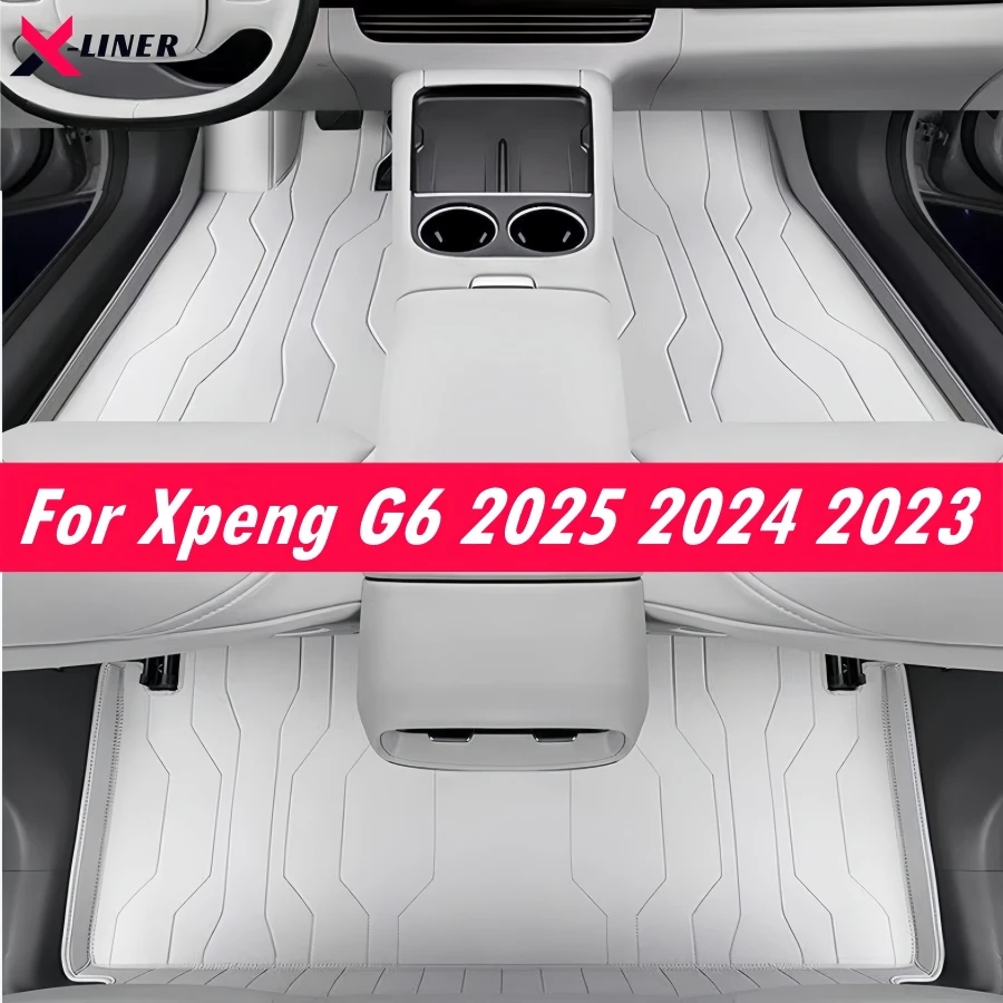 Xpeng G6 2025 2024 2023용 풀커버 PU 가죽 바닥 매트, 이중 레이어 G..