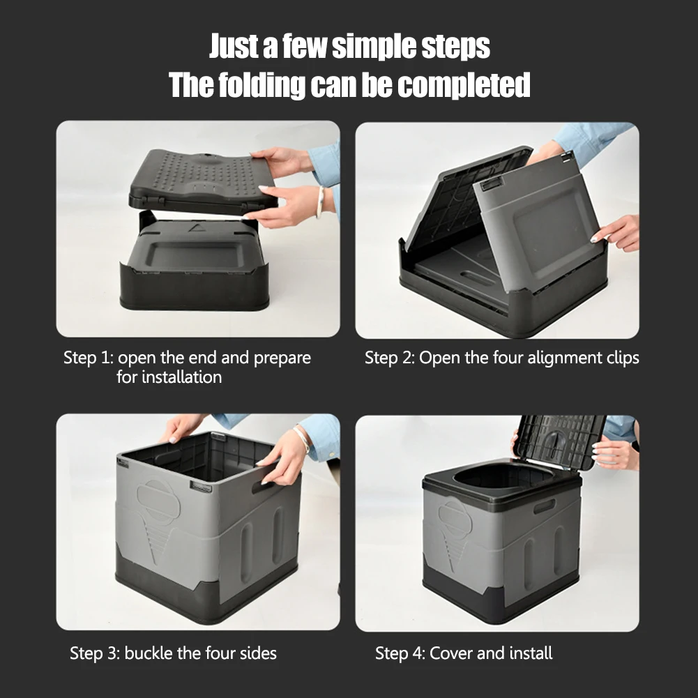 Outdoor Toilet Portable Outdoor Folding Toilet Strong Bearing Capacity Reusable Trash Can for Tour Emergency Self-driving Travel 5