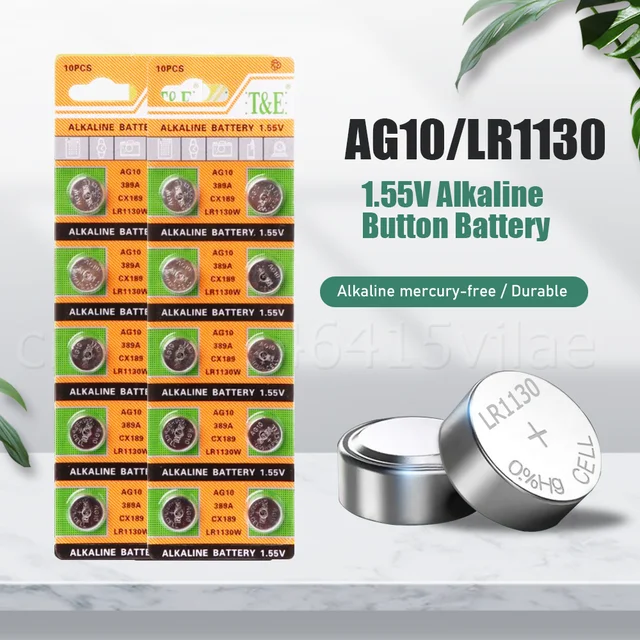 LR1130 AG10 Pilas de botón alcalinas 1,5V para música o