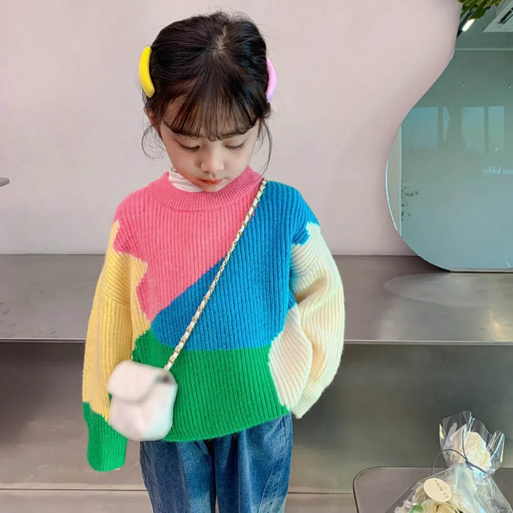 여아용 한국 버전 스웨터, 세련된 다용도, 서양 스타일, 편안한 어린이 겨울 옷