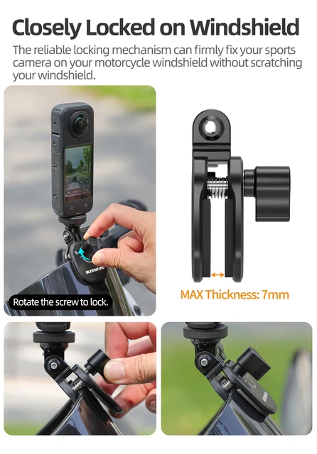 Pince de montage de pare-brise de moto, Clip en aluminium pour GoPro 13 12 Insta360 X5 Ace pour DJI Osmo 360/Action 5 Pocket 3, accessoires 4