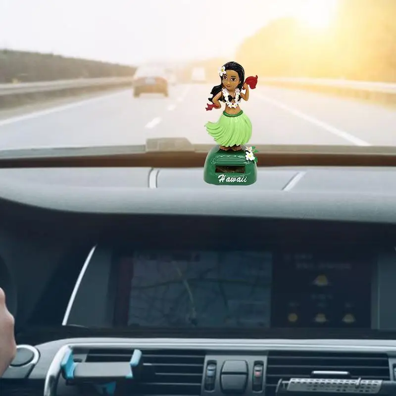 Car Dashboard Decorations Solar Dancing Figure Toy Hawaiian Shaking Head Dancer Girl Dashboard Hawaii Dancing Girl Decorations 3