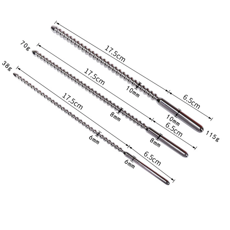 3 Size Long Metal Penis Plugs Pulling Beads Urethral Male Games Horse Eye Dilator Stick Alternative Stimulation BDSM Sex Toys
