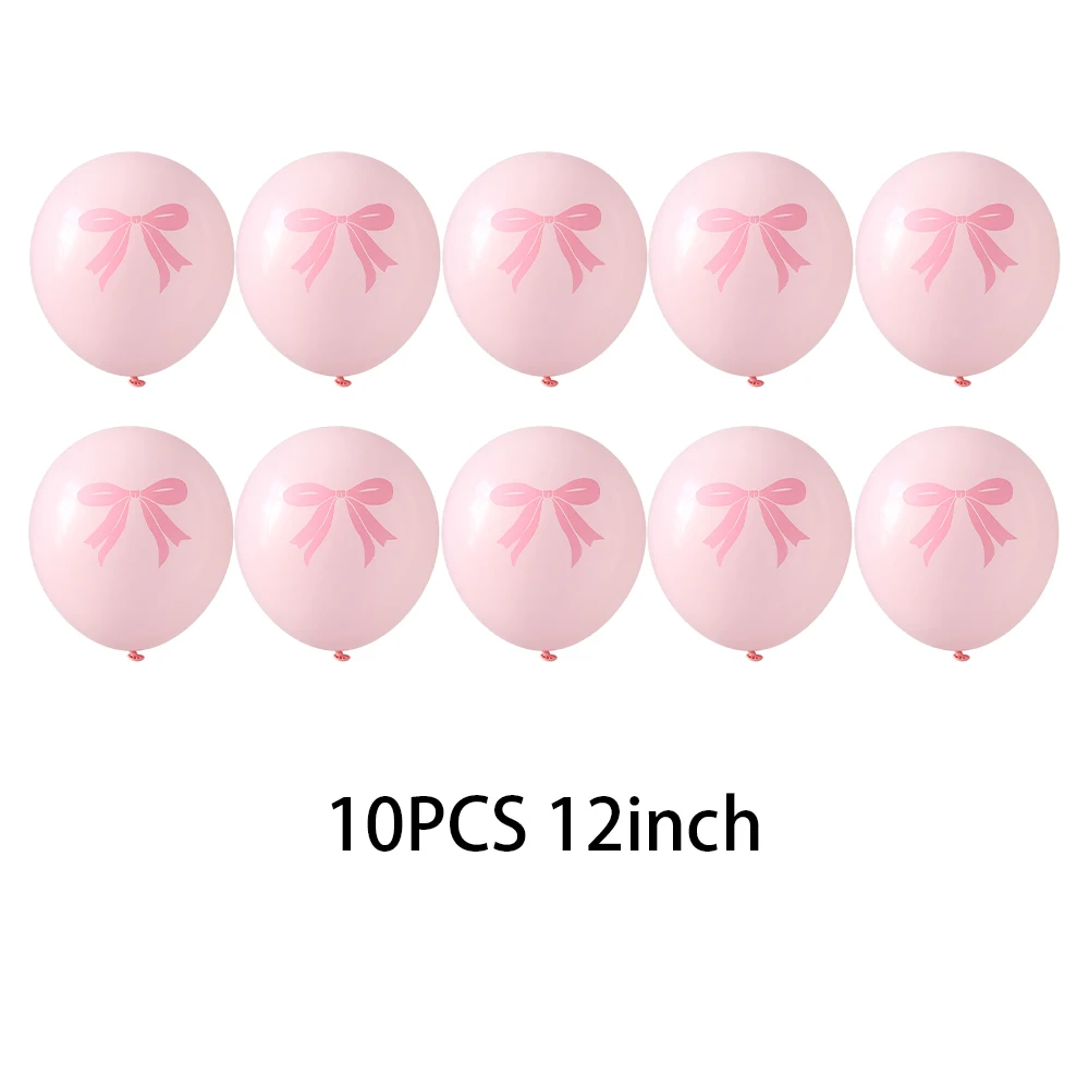 thumbnail image 1 of Juego de 10 o 30 globos de látex con lazo rosa y blanco de 12 pulgadas, con confeti rosa y dorado, para bodas, compromisos, cumpleaños, baby showers y fiestas., 1 of 5