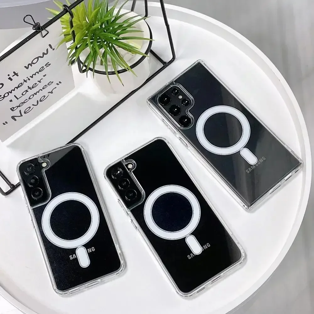 Premium Magnetic Clear Shockproof Case with Wireless Charging Compatibility