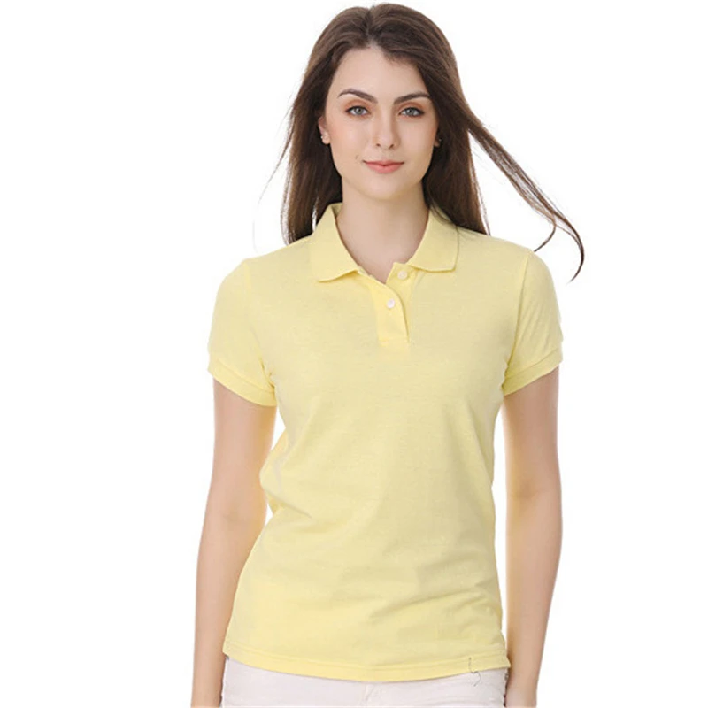 POLO Multicolor de manga corta para mujer, de verano solapa, camisa elástica ajustada, camisa con cuello, Tops de algodón - AliExpress Ropa mujer