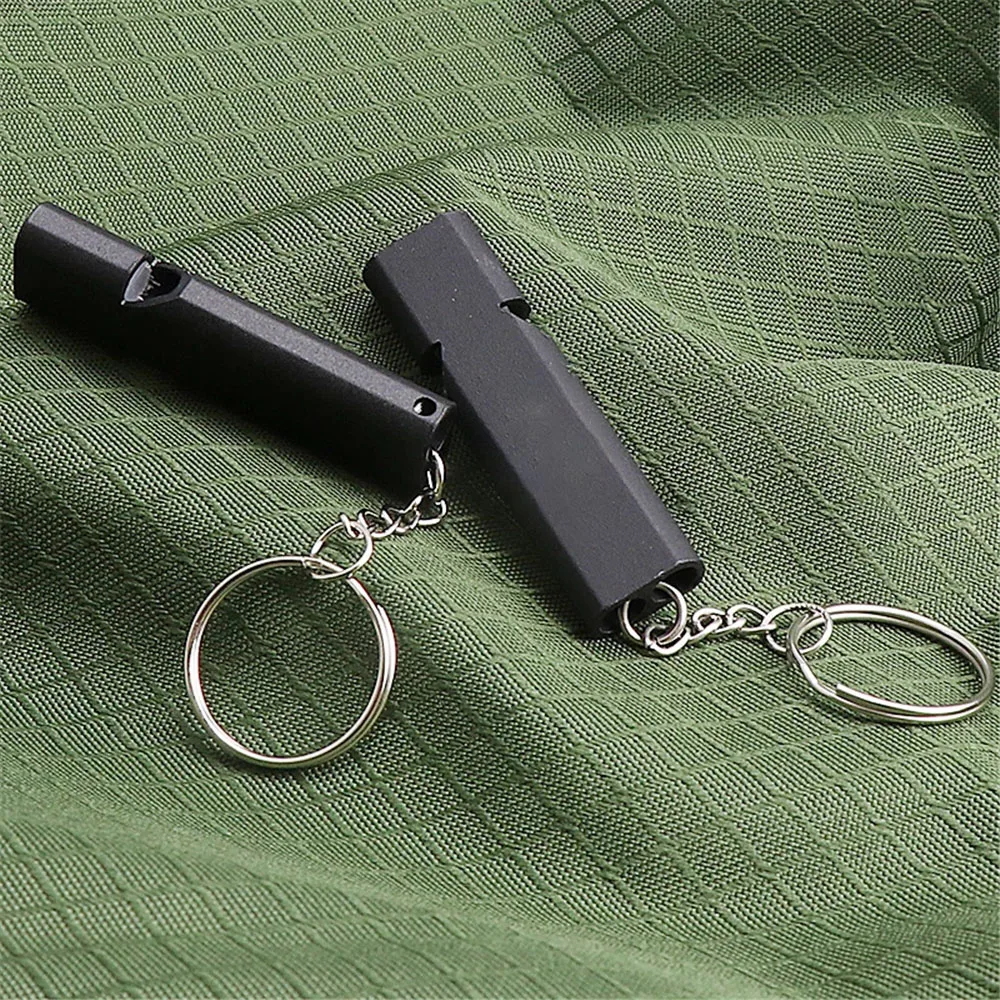 Dual-tube Outdoor Camping Survival Whistle 120 Decibels Multifunctional Stainless Steel Emergency Whistle Portable EDC Tool
