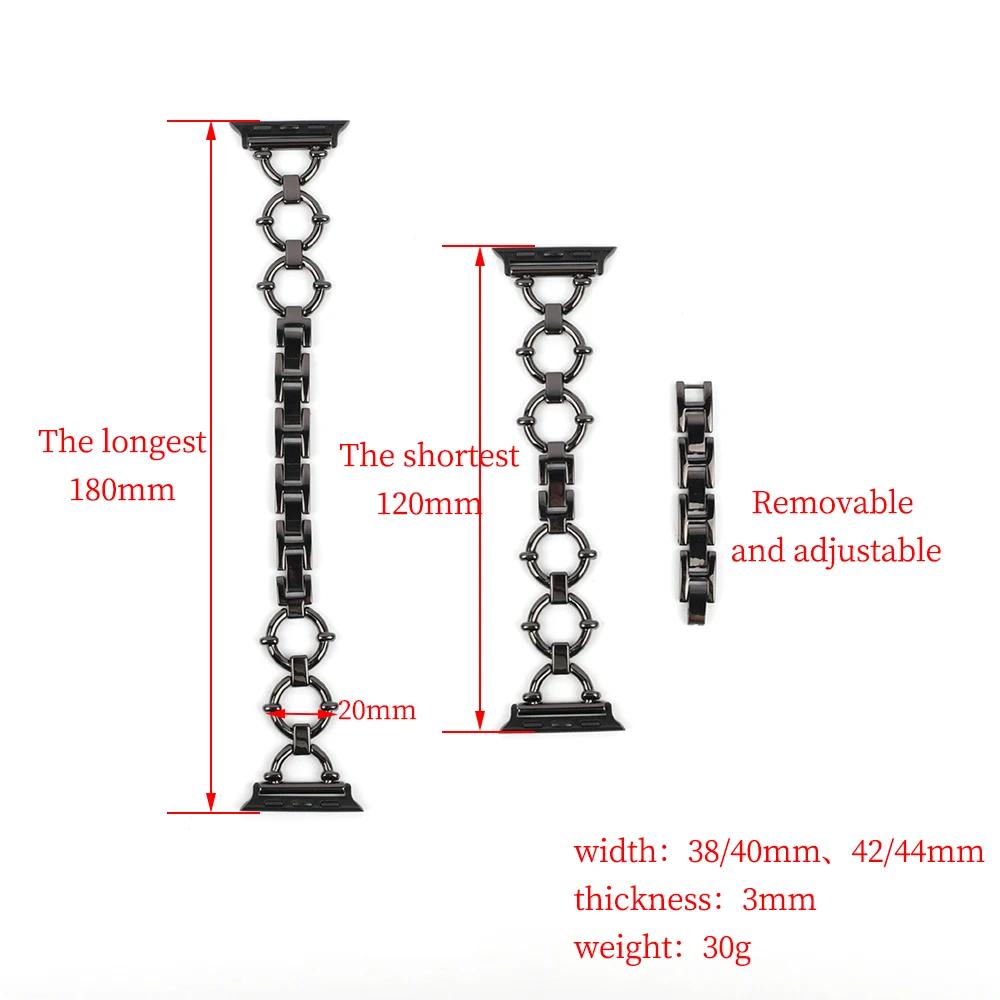 Denim Chain Strap For Watch Band 38mm 42mm 44mm 40mm Metal Strap Stainless Steel Bracelet Watch band