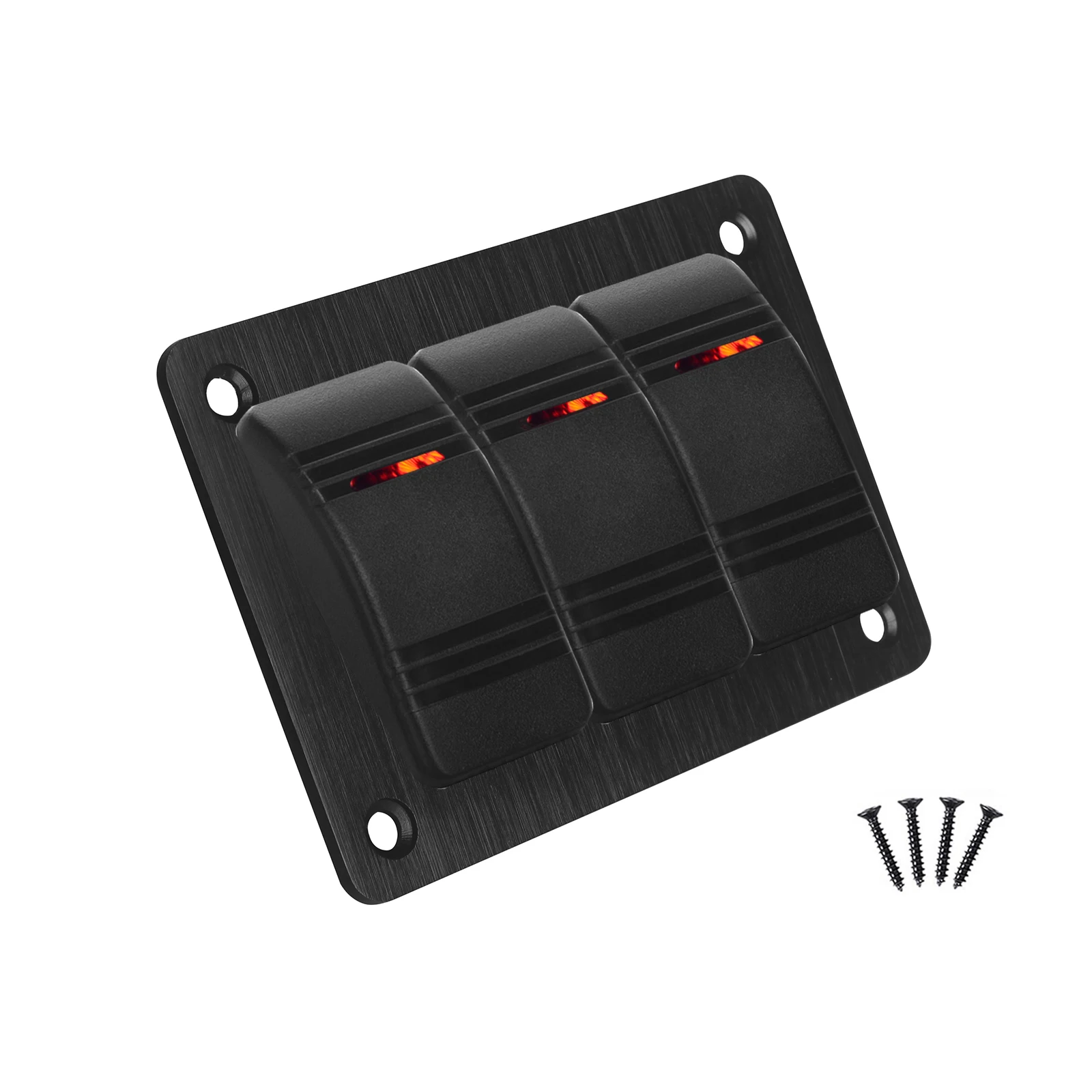 

3 Gang Aluminum Rocker Switch Panel 3 Pin SPST ON/OFF Pre-Wired 12V 20A / 24V 10A With 1 Light for Marine Boat Car ATV UTV