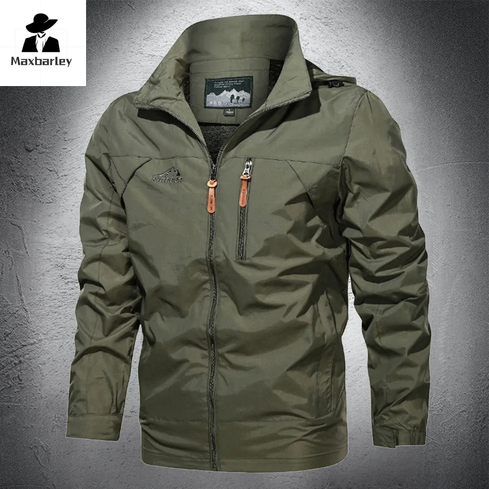 Autumn Men Outdoor Windproof Jackets Hooded Windbreaker Coat Camping Fishing Tactical Retro Male Breathable Casual Jacket 5XL