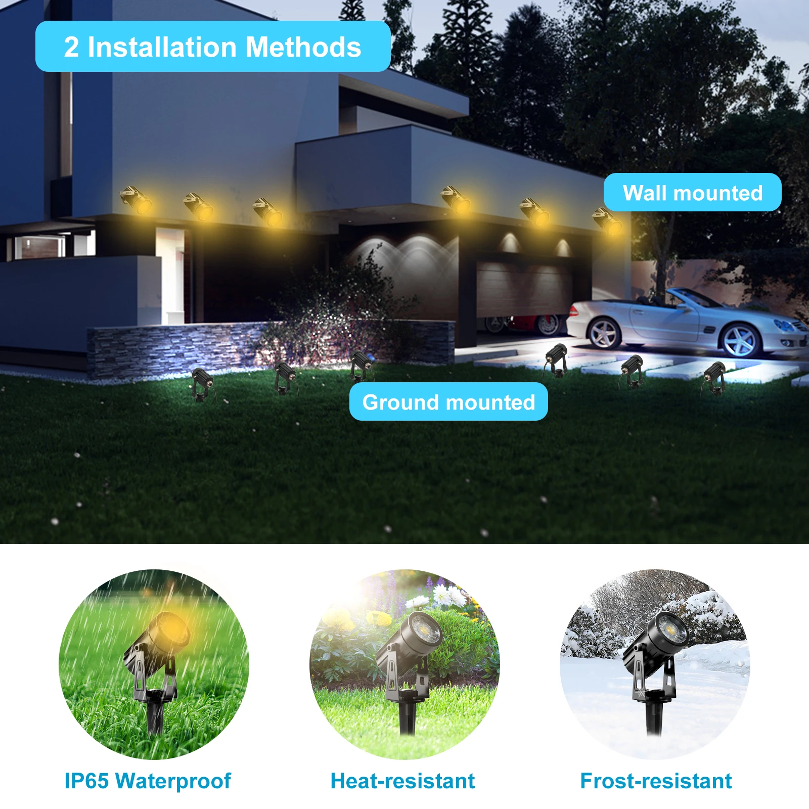 US Plug COB Super Bright Warm White Spotlight Led Garden Light Lawn Lamp Low Voltage Landscape Lighting IP65 Waterproof 2
