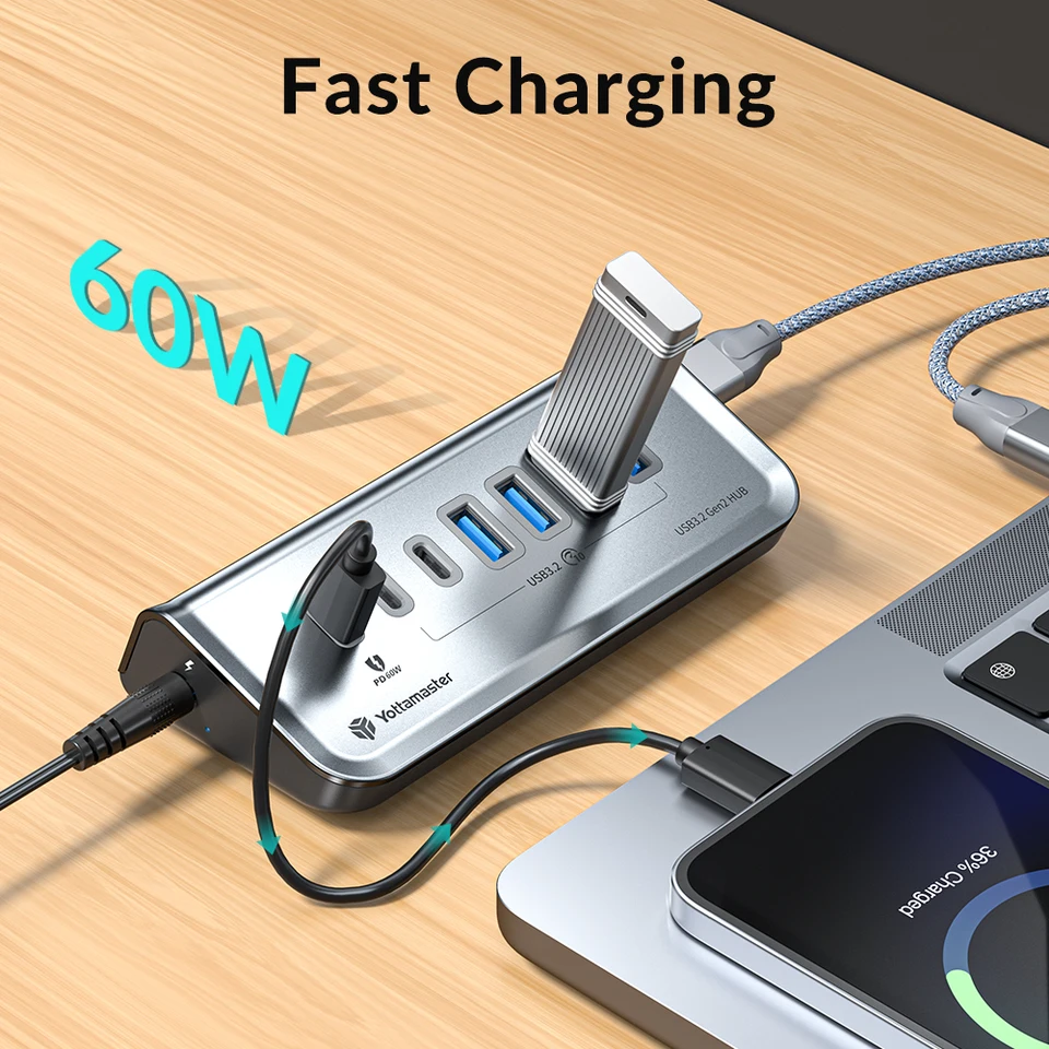 Yottamaster マルチポート USB 3.2 ハブ USB A タイプ C ハブ 7