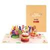 3D PopUp Birthday Cards, 1-100 Age Luxury Blowable Light Candle Cake Music Happy Birthday Card Postcards Greeting Cards Gifts