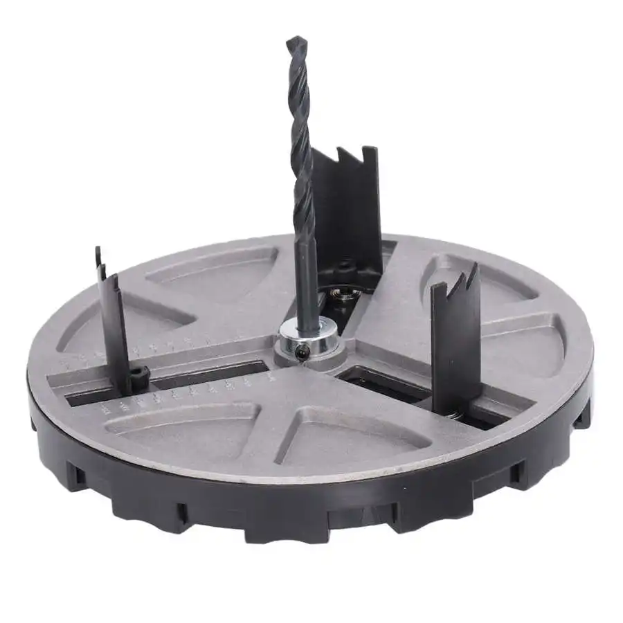 Description Picture 6 of itemwoodworking Adjustable Punching Saw Round Hole Opener Tools with Positioning Bit and 3 Tooth Blades wood saw