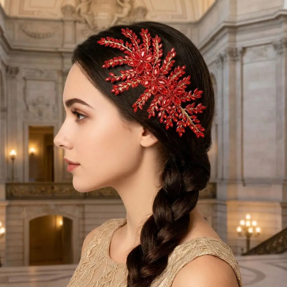 Sprankelende haarband met elegant bladmotief, bruidshaaraccessoire, luxe haarversiering met strass-steentjes voor dames._voghion.com