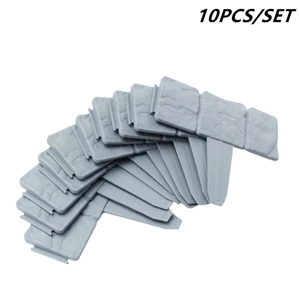 Garten-PP-Zaunkante, 10 Stück, Hausgarten-Randkante, Kunststoffzaun, Stein, DIY, Hof, Landschaft, Pflanzenzaun, passend für Rasen, Hoffluss