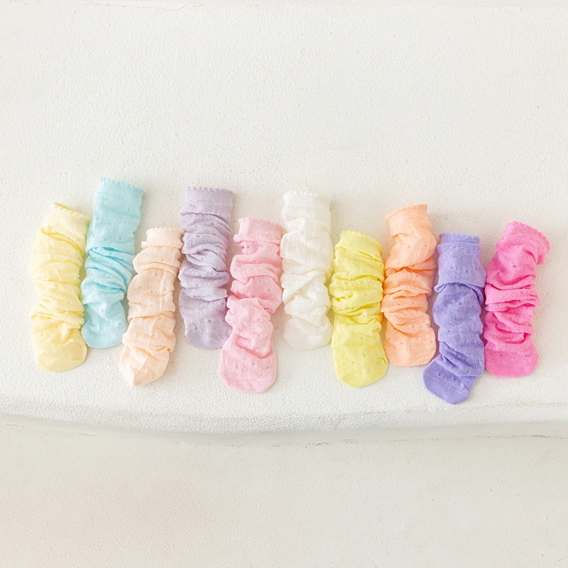 Girls' Socks Ultra-thin Mesh Children's Versatile Long Tube Socks Summer Girls Candy Colored Pile Socks Parent-child Socks