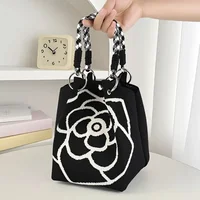 Portable Handbag Large Capaci Knitted Tote Bag for Work Commuting Outings Miscellaneous Items Korean Japanese Sle Handbag - Image 5