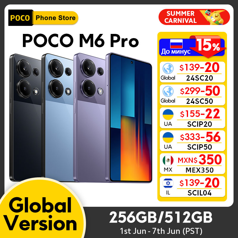 POCO M6 Pro Global Version Helio G99 Ultra 120Hz Flow AMOLED 64MP Triple Camera with OIS 67W turbo charging