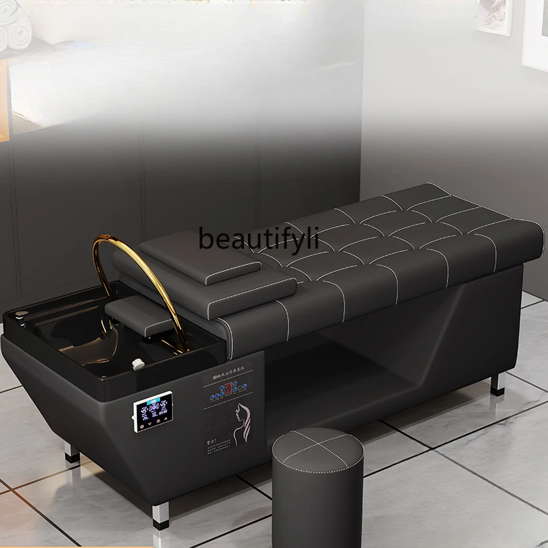 Head Therapy Shampoo Chair Barber Salon Special with Water Circulation Fumigation Hair Salon Massage Couch customized shampoo and haircut special flushing bed hair salon simple ceramic basin full half lying cream wind with light