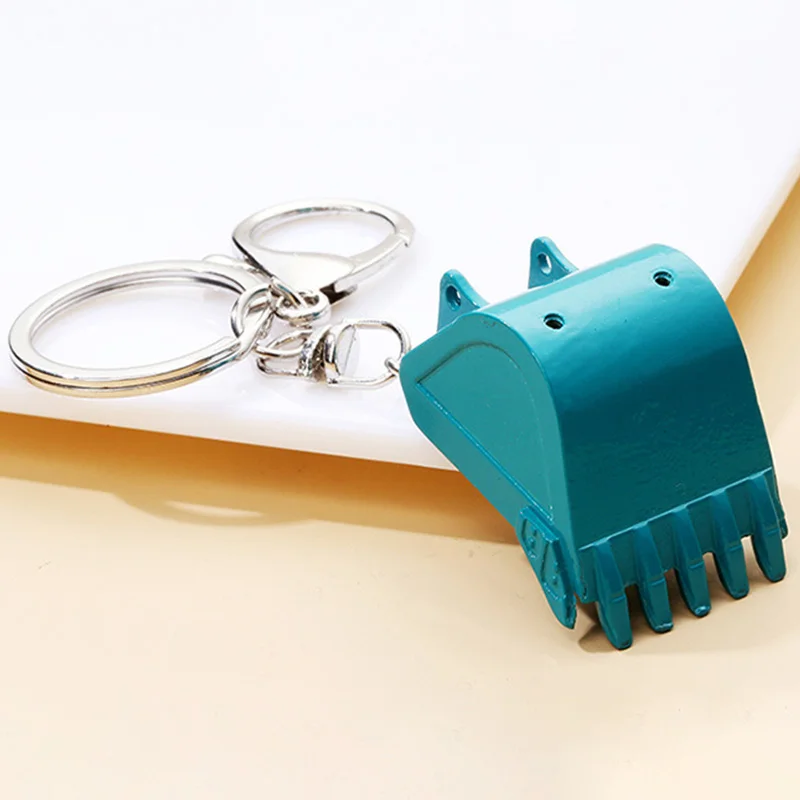 Simulation Bulldozer Keychain For Women Men Creative Mini Stereo Excavator Bucket Model Metal Key Ring Car Key Chain Pendant