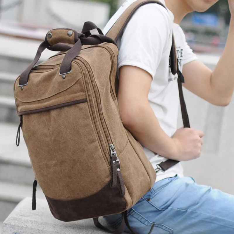 

2023 Large Capacity Canvas Backpack Shoulder Bags Female/Male Travel Men's Backpack Functional Versatile Casual Bag