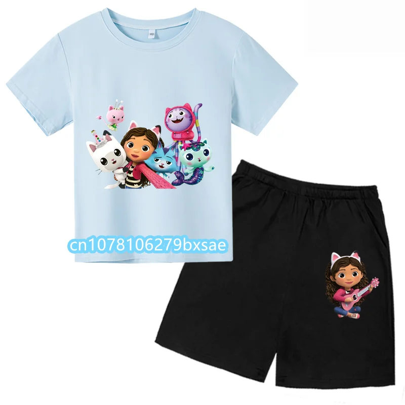 

New Kids Gabby Cats Toddler Girls Gabbys Dollhouse Clothes Baby Boys short relaxation Sets summer kawaii set