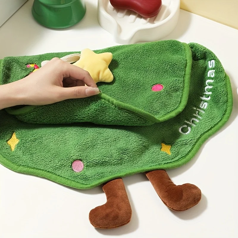 Cute Hanging Christmas Tree Decorative Hand Towel - Super Absorbent, Thickened & Quick-Drying,  Towel for Bathroom Hand Drying