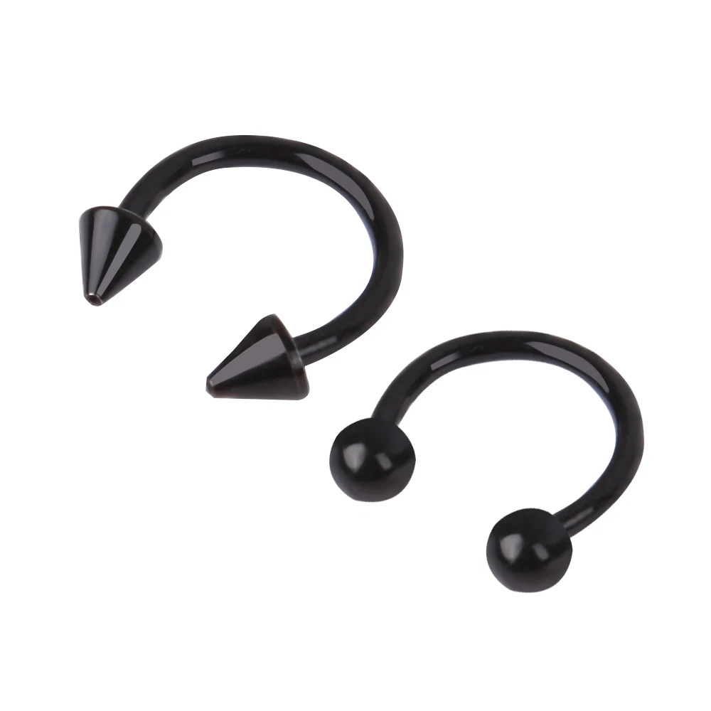 Stainless Steel Cone Spike Horseshoe Circular Septum Nose Ring Nipple Hoops Nose Septum Eyebrow Ear Piercing Body Jewelry 2Pcs