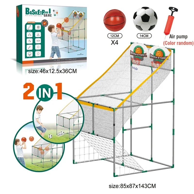 Children's Large Basketball Hoop Shooting Machine for 2 Sport Battle Interactive Indoor Outdoor Sports Competition Game