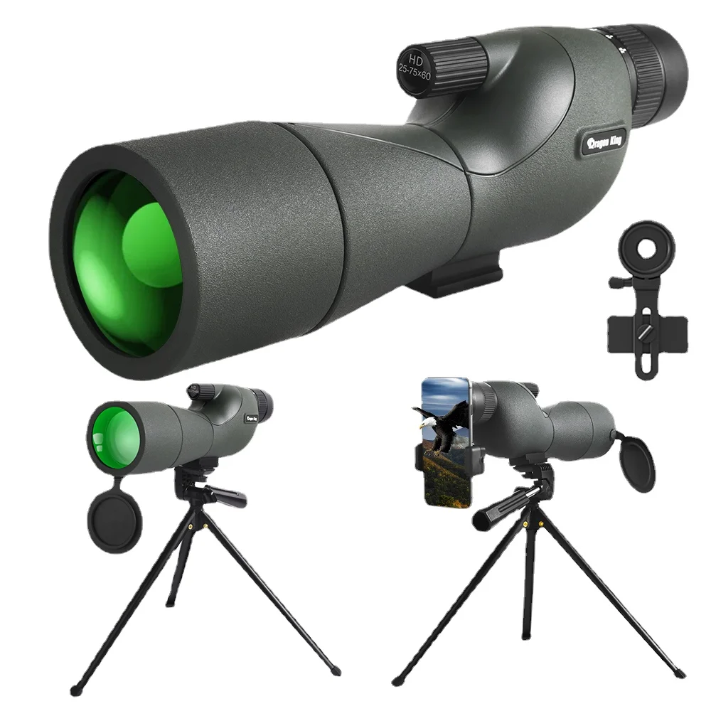 

25-75x60 Telescope Spotting Scope with Tripod Phone Clip HD BAK4 Waterproof for Bird Watching Target Shotting