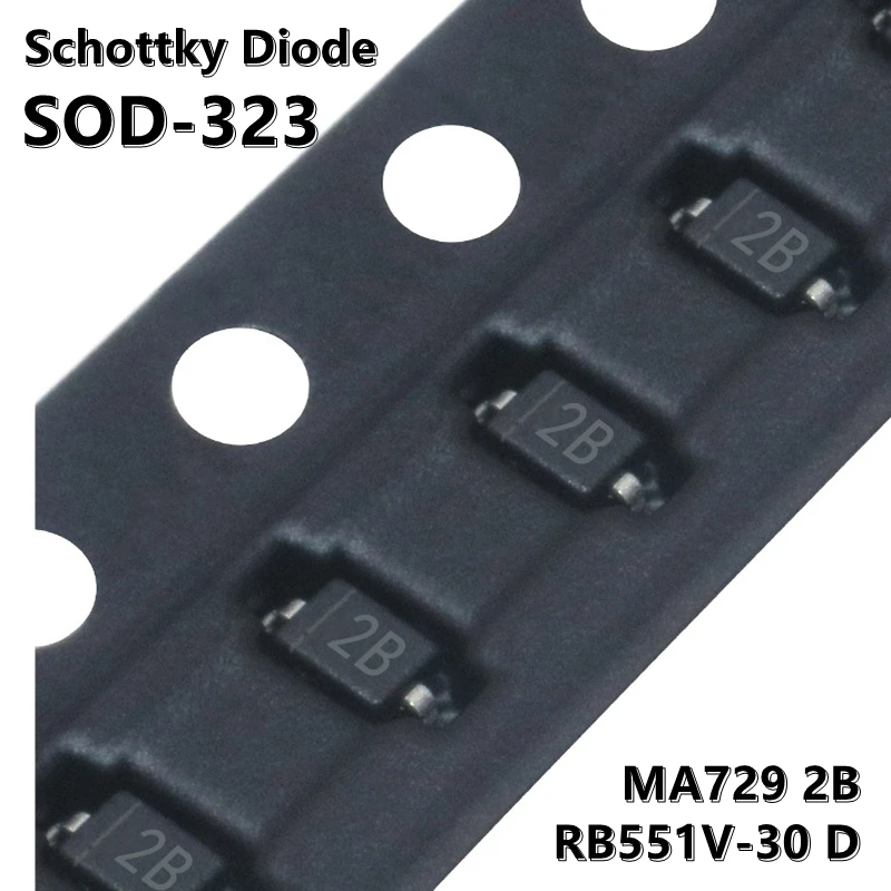 SOD do diodo Schottky MA729 2B RB551V-30 D-323 SMD, 50 PCes