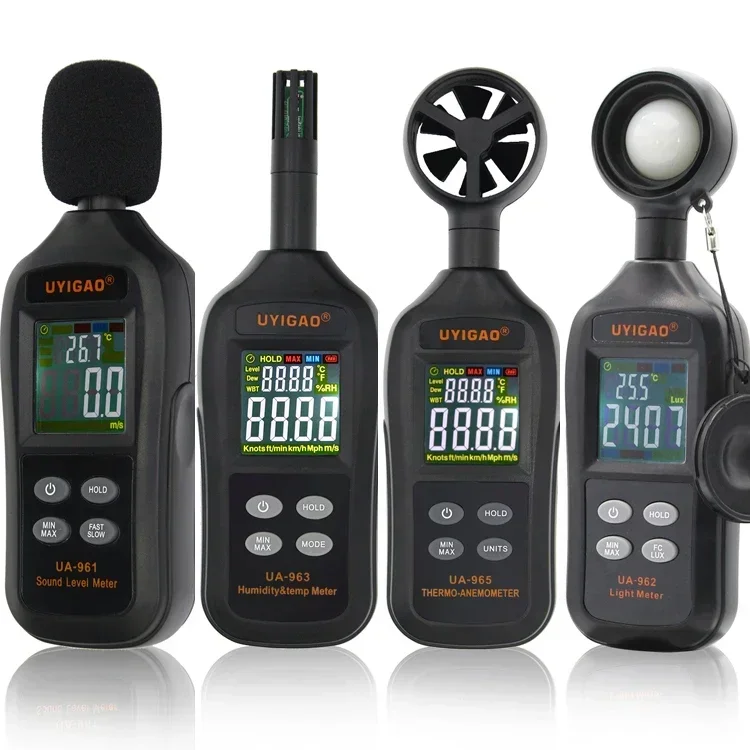

Digital Decibel Noise Sound Level Meter Lux Light Meter Thermo Hygrometer Temperature Humidity Meter Wind Speed Meter Anemometer