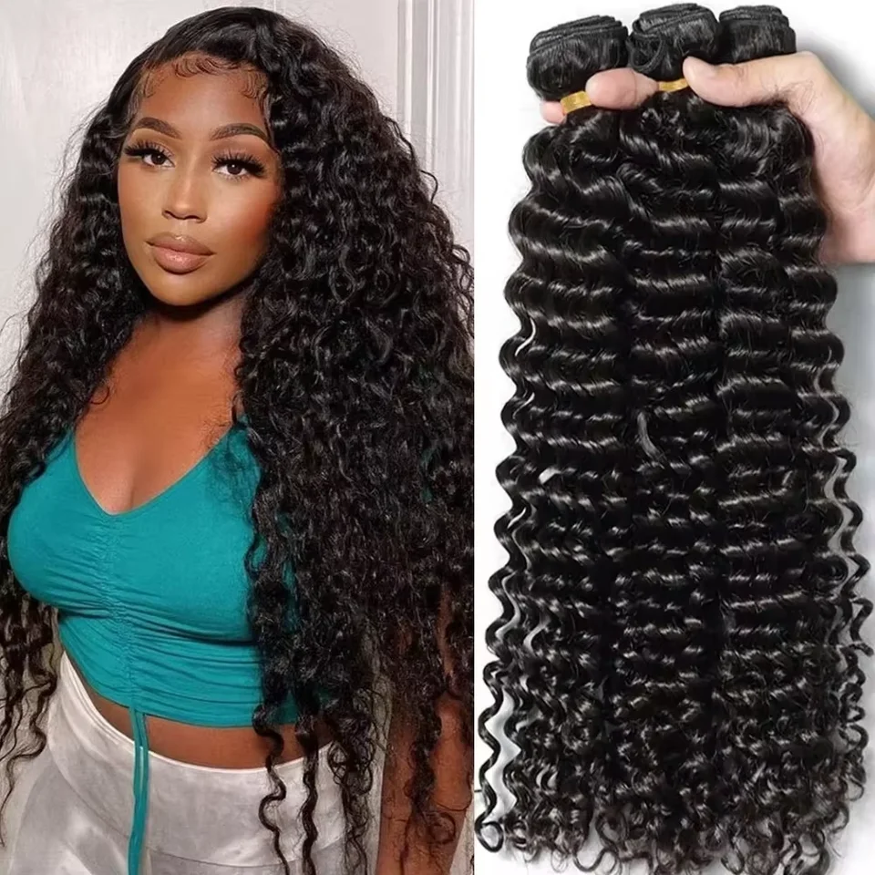 Deep Wave Brazilian Human Hair Weave Bundles