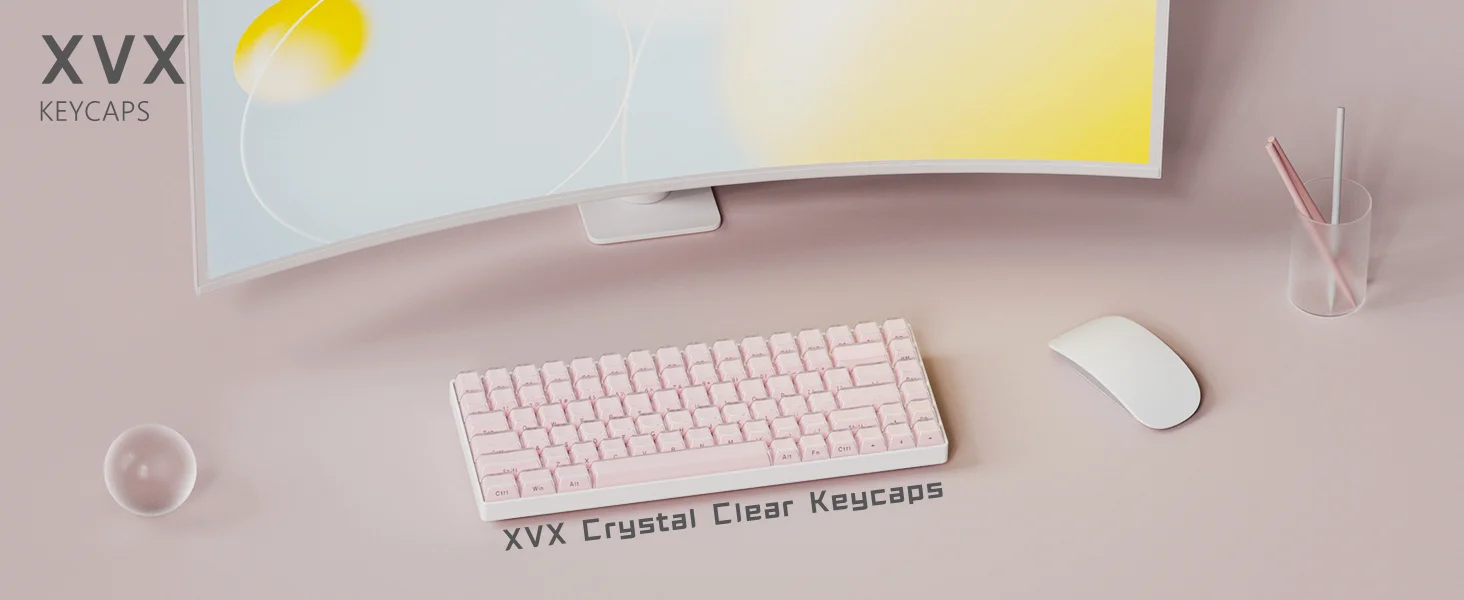 113 teclas, cristal de gelo, rosa translúcido,