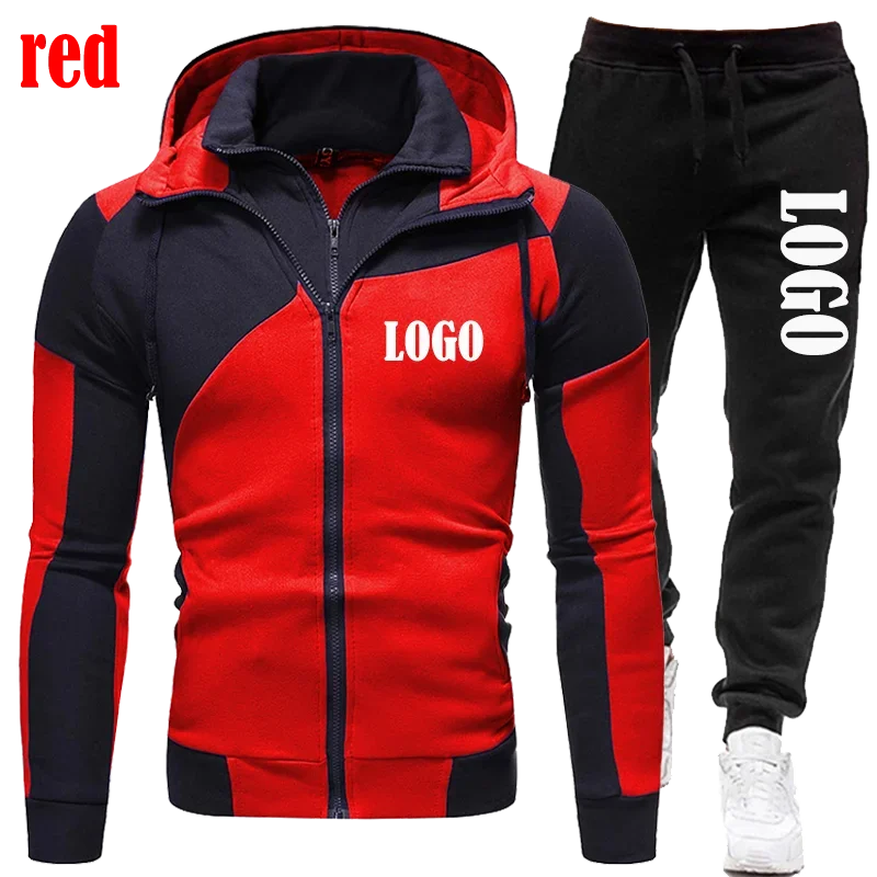 

Autumn Mens Zipper Hoodies Pants 2Pcs/Sets Sweatshirt Sweatpants Fashion Male Gyms Fitness Tops Joggers Sportswear Tracksuits