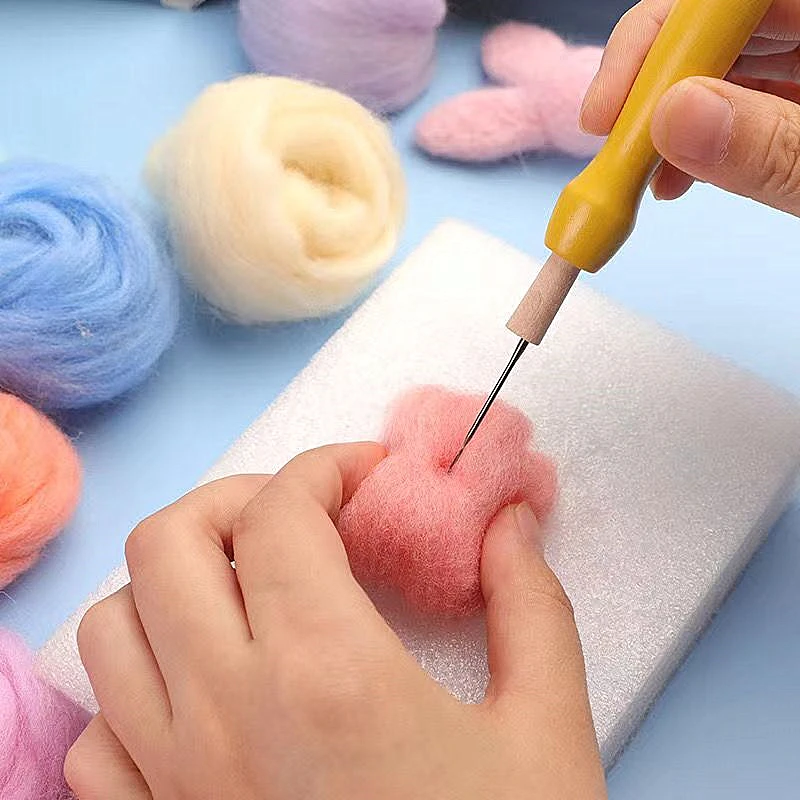 Description Picture 3 of item66S Basic Color Series Wool Fibre  for Needle Felting Wet Felting Wool Felting Handmade Spinning DIY Craft Materials