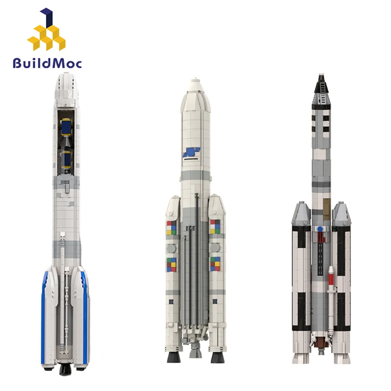 

BuildMoc 1:110 Saturn V Scale ESA Arianespace Arianeal Five 5 и 6, набор строительных блоков ракета, Космический спутник, игрушки для транспортных средств
