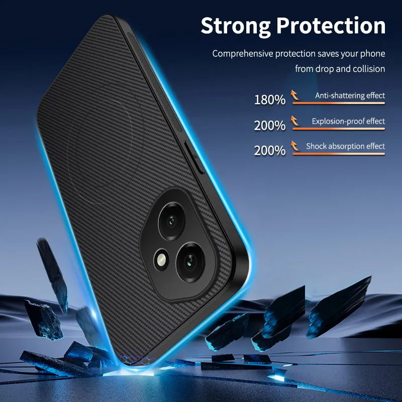 Magnetic Carbon Fiber Textured Shockproof Case with Skin-Feel Finish