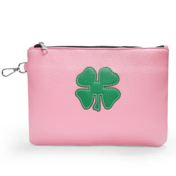 Golf Tee Bag Pouch Women Men PU Valuables Pack Clover, Zippered Pocket Hook Gear Clip Hook to Bag 2