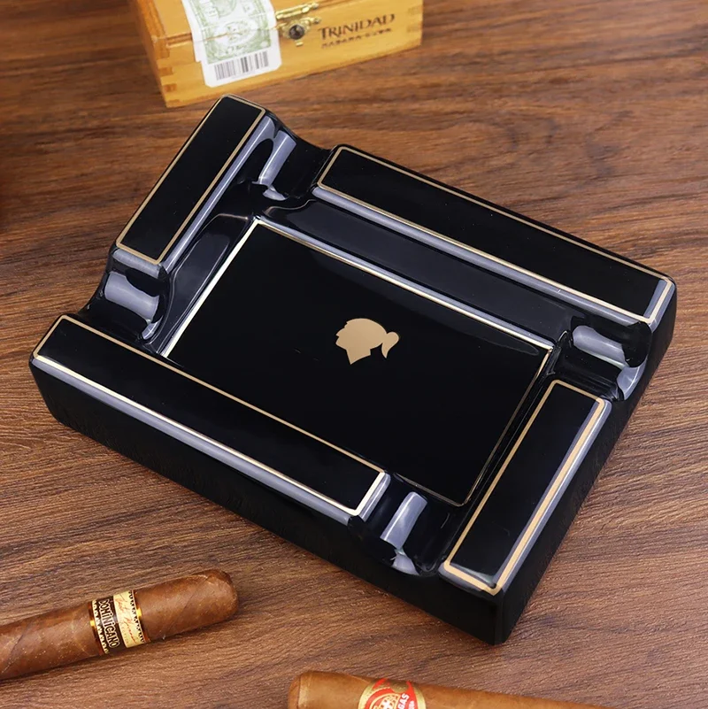 Cohiba Cigar Ashtray Large Ceramic 4 Slot Tray Creative Luxury Cigar Ashtray Desk Office Ashtray Smoking Accessories images - 6