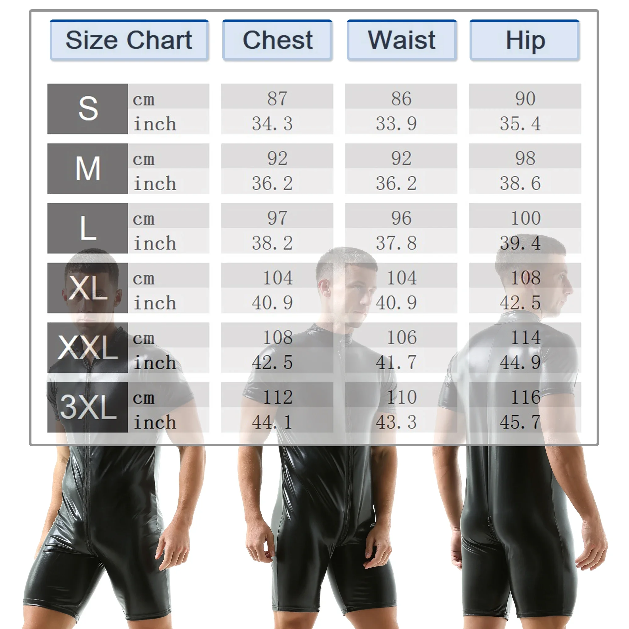 Man PU Leather Zipper Bodysuit Black Short Sleeve Open Crotch Zipper Jumpsuit Men Faux Leather Clubwear Catsuit Lingerie Leotard