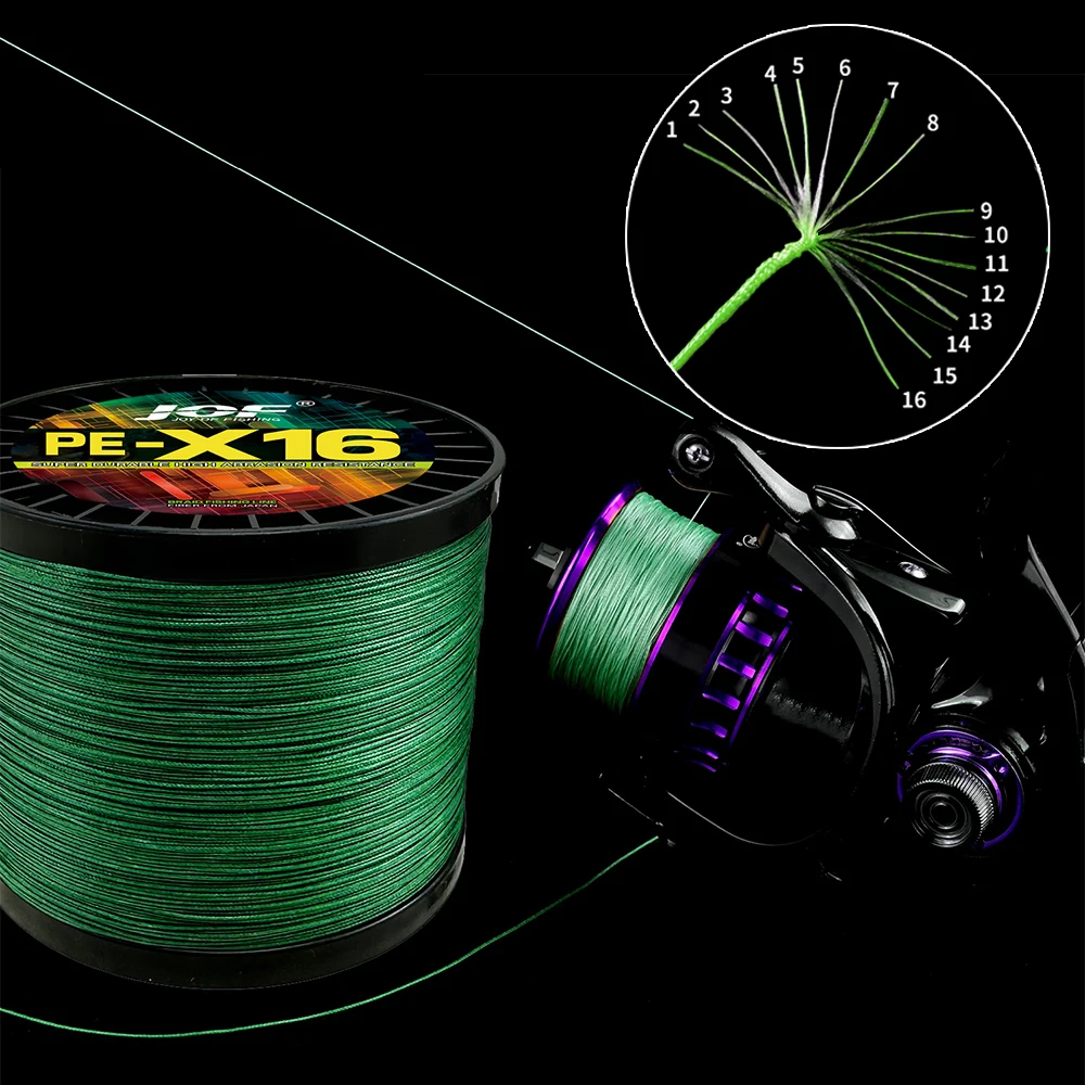 Ultra-Durable Braided Fishing Line - X16 Super Strong, HollowCore, Multifilament, 100-1000M, 11.3-91kg