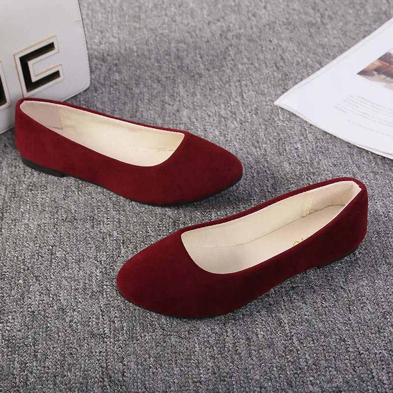 Women Shoes Women Flats Plus Size 35-43 Women Flats Slip on Flat Shoes Candy Color Woman Boat Shoes Black Loafers Faux Suede Ladies Ballet Flats